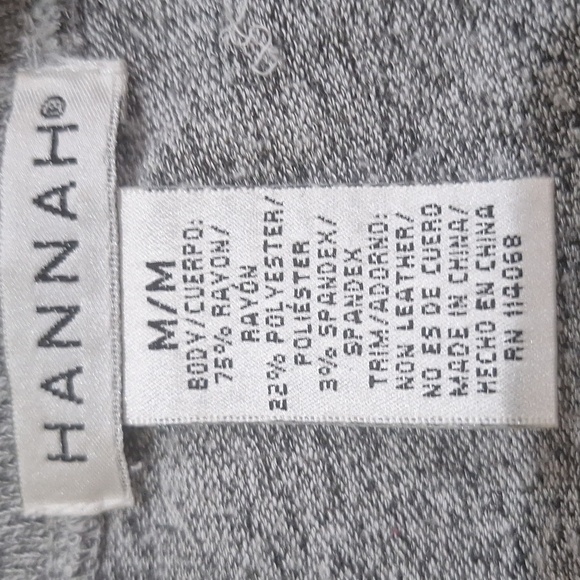 Hannah Gray & Black " Leather" Trimmed Embelished Sweater sz M #1215 - Picture 7 of 9